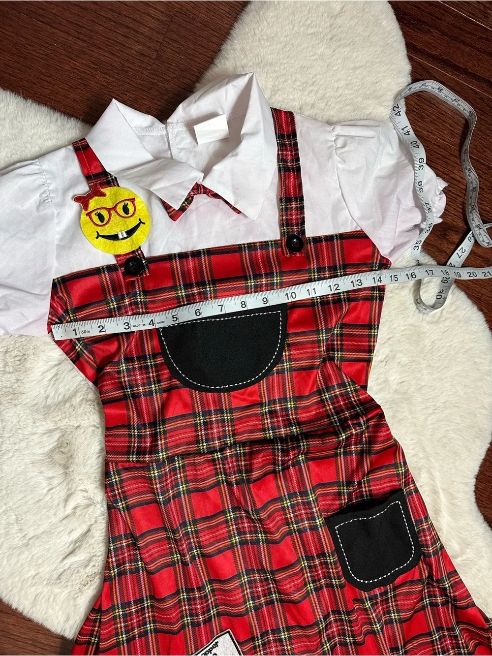 Cute Red Plaid Schoolgirl Nerd Costume … youth 10-12